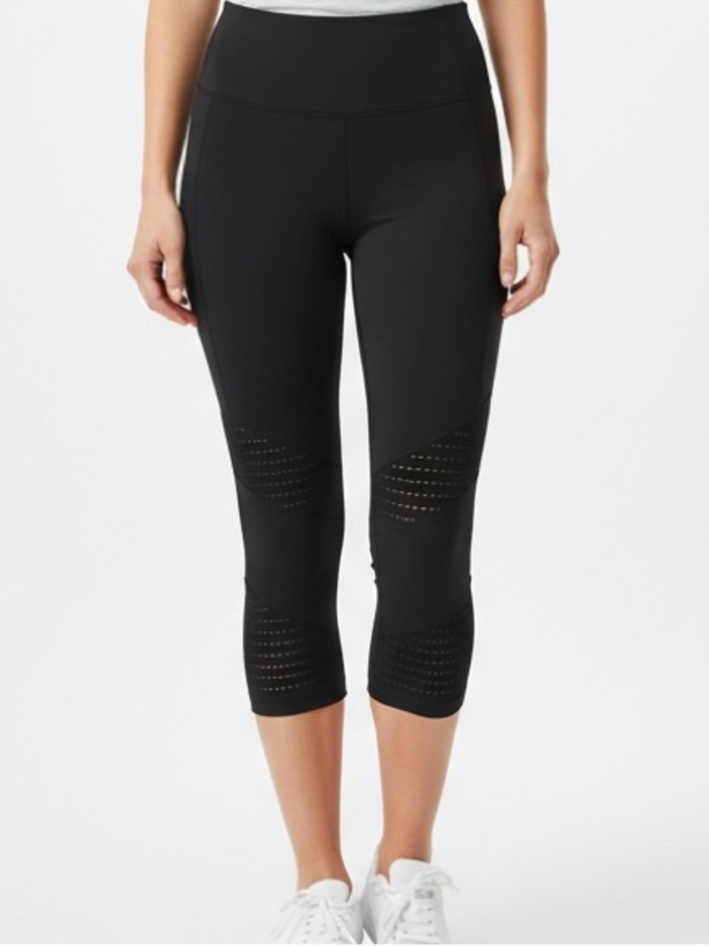 GAIAM Black High-Waist Laser-Cut Capri Leggings